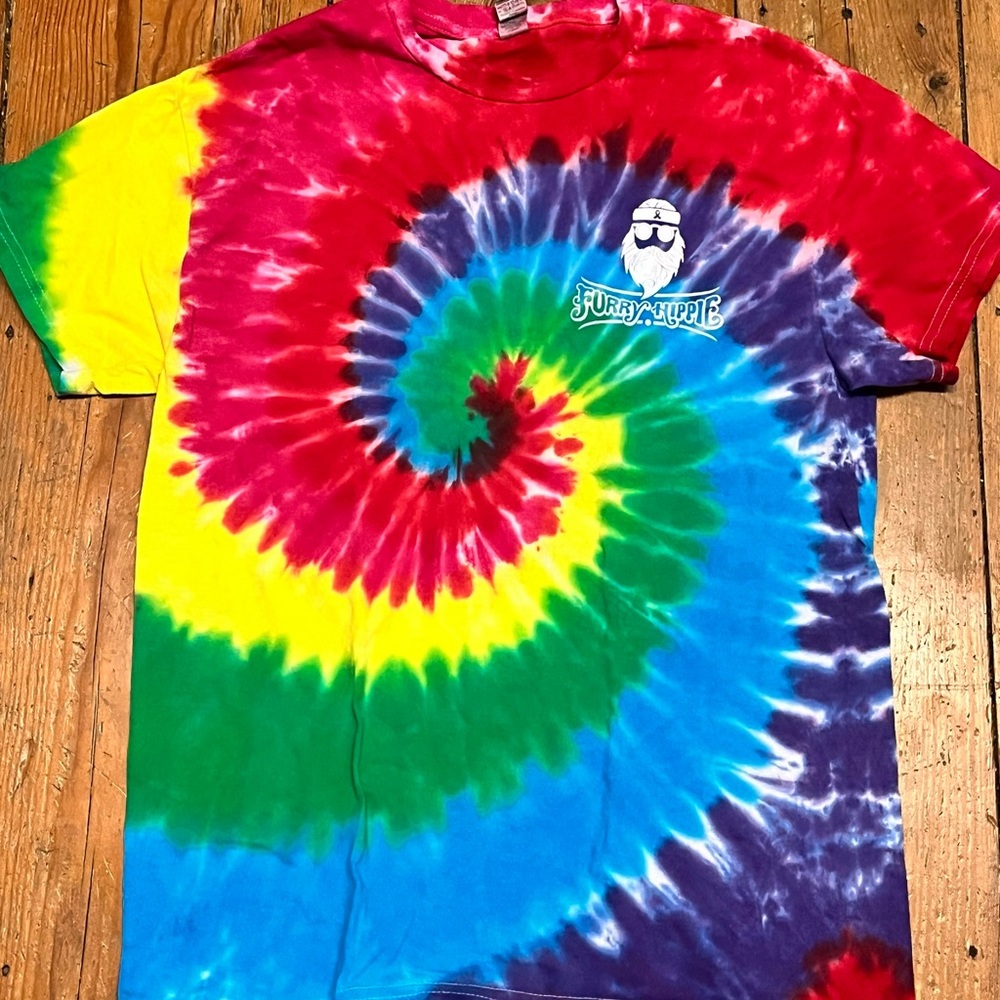 Gildan Tie-Dye Mens Medium 'Furry Hippie' T-Shirt - Multicolor Swirl